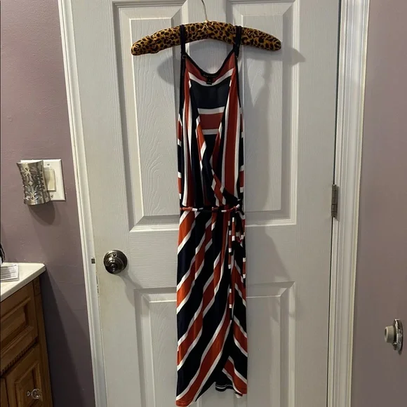 41 Hawthorn Dresses | Elegant Striped Midi Dress - Black, White, Red | Color: Black/Orange | Size: S | Vfecca's Closet